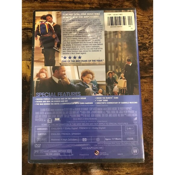 The Pursuit of Happyness DVD Will Smith Widescreen Edition Drama Movie Happiness - Picture 2 of 2